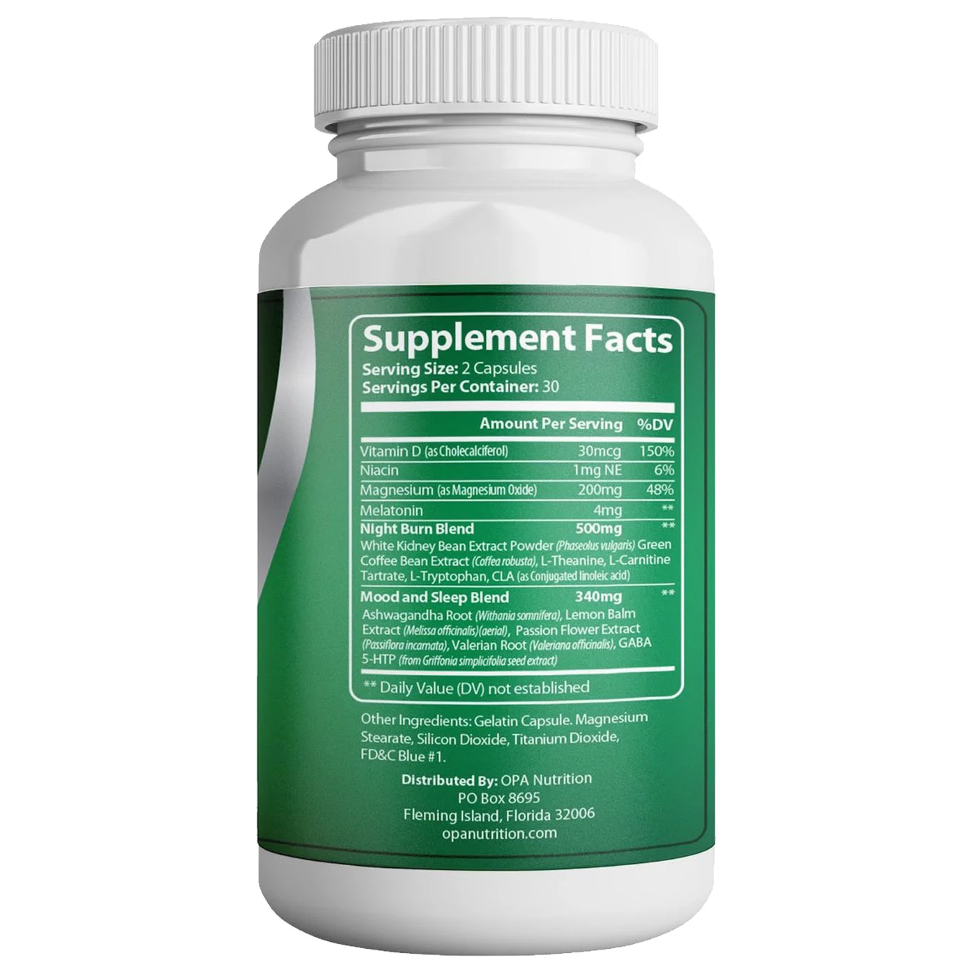 OPA Night Shred - White Kidney Bean, Green Coffee Bean Extracts, L-Carnitine - 60 Ct