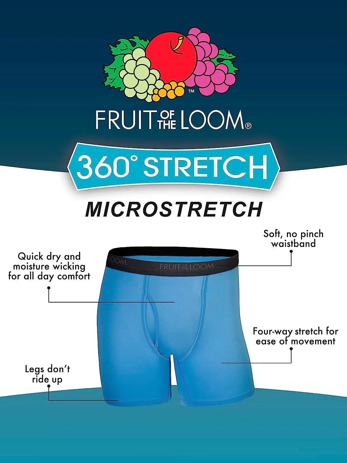 Fruit of the Loom Big Men's Micro-Stretch Boxer Briefs, 5 Pack