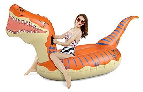 Jasonwell Inflatable Dinosaur Swimming Pool Float for Kids Boys Girls Adults 124'' Giant Tyrannosaurus Rex Floatie Summer Beach Ride on Party Pool Raft Lounge Toys