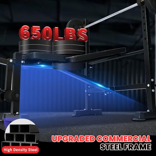 Foldable Weight Bench Set with Leg Extension & Curl, Adjustable Bench Press with Rack for Home Gym, Incline Decline Flat Utility Workout Bench For Full Body Workout (US Stock)