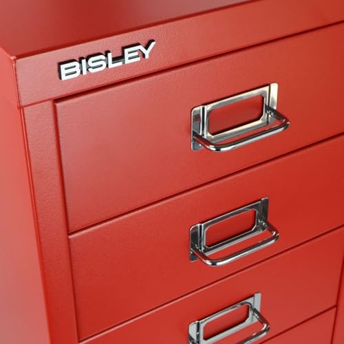Bisley 10-Drawer Steel MultiDrawer Cabinet - Black, Chrome Pull Handles with Label Holders, Powder-Coated Steel, Removable Drawers, Fits Under Most Desks, Labels Included