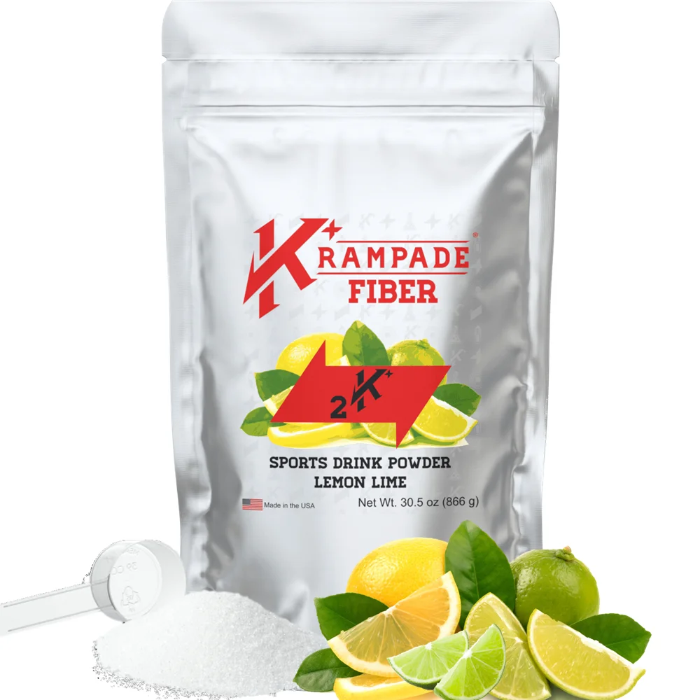 Krampade Fiber 2K High Soluble Fiber, High Potassium, Magnesium Drink Powder Mix (Lemon-Lime, 19 Serving Bulk Pouch)