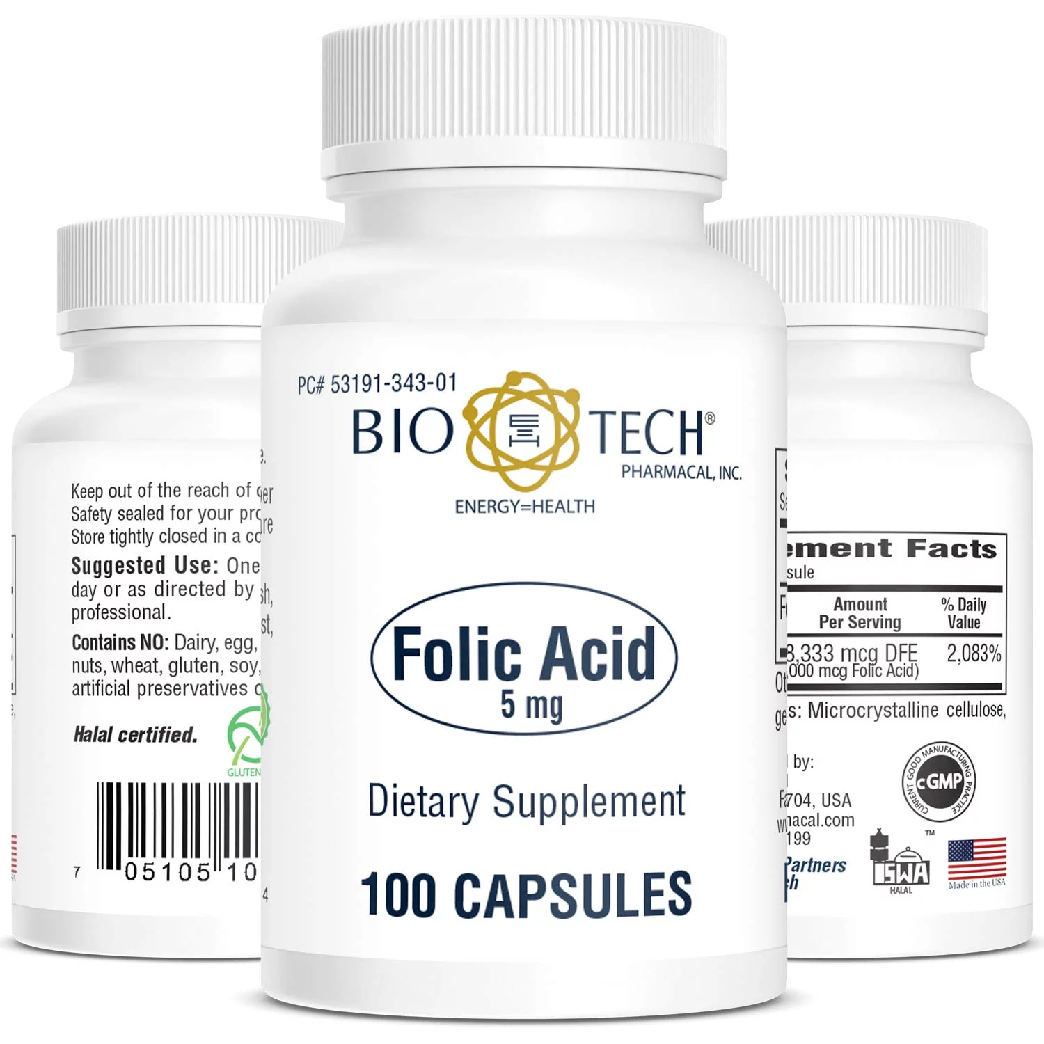 6 pack Bio-Tech Pharmacal Folic Acid (5mg, 100 Count)