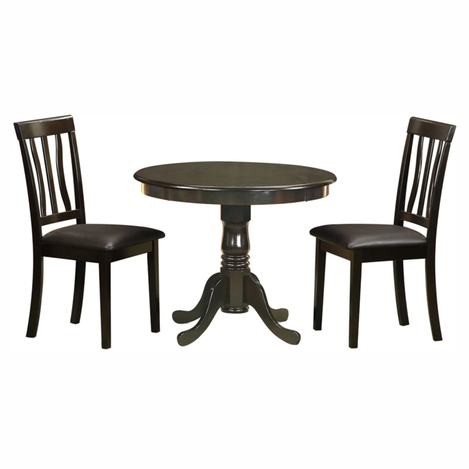 East West Furniture Antique 3-piece Dining Table and Chair Set in Black/Cherry