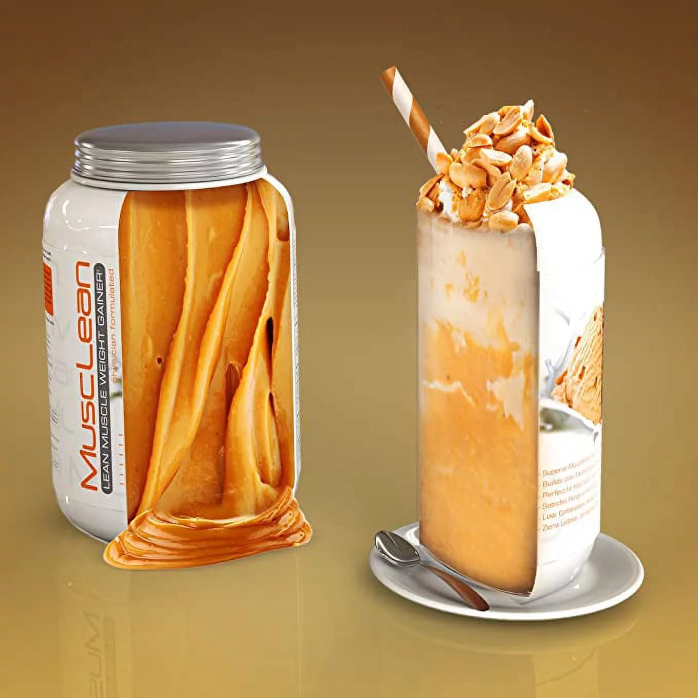 Metabolic Nutrition MuscLean Milkshake Low Carb Keto Diet Whey High Protein Meal Replacement Peanut Butter Flavor 2.5lb 25 servings *EN