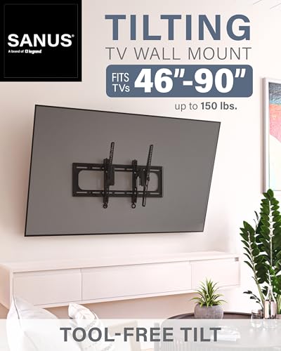 SANUS Tilting TV Wall Mount for Large TVs Up to 90” - Premium Tilt Mount w/Universal Fit - Smooth 5.7