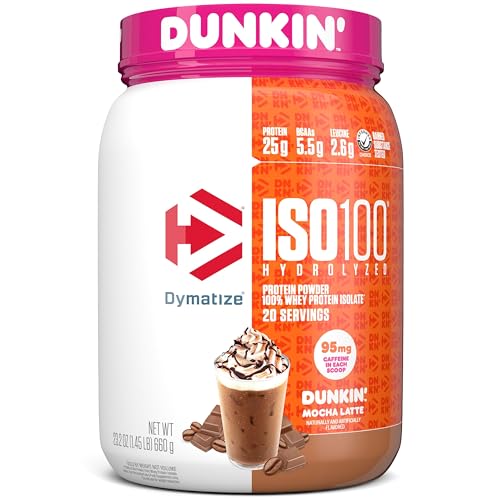 Dymatize ISO100 Whey Protein Powder Isolate, Cookies & Cream, 25g of Protein, 20 Servings, 5.5g BCAAs, Less Than 120 Cal., Gluten Free, 1g Fat, 1g Sugar, 2g Carb