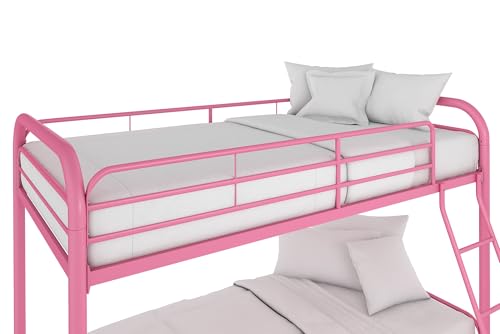 DHP Twin-Over-Futon Convertible Couch and Bed with Metal Frame, Ladder and Guardrails - Black