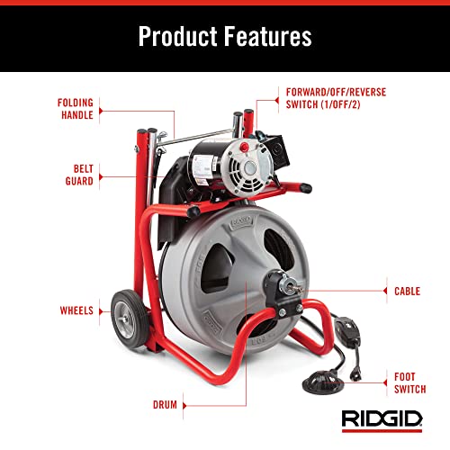 RIDGID 26998 Model K-400 Drain Cleaning 120-Volt Drum Machine Kit with C-45IW 1/2