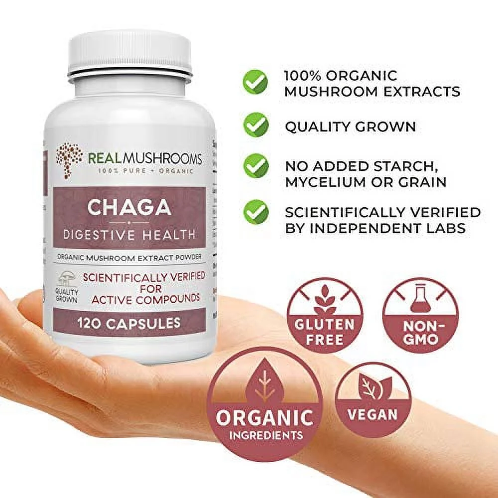 Real Mushrooms Chaga, Digestive Health, 120 Capsule