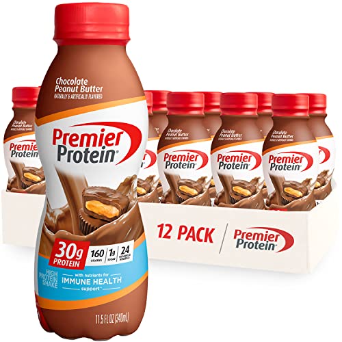 Premier Protein Shake, Chocolate, 30g Protein 1g Sugar 24 Vitamins Minerals Nutrients to Support Immune Health, 11.5 fl oz (Pack of 12)