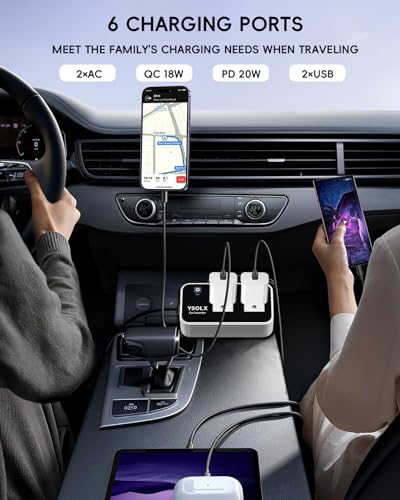 YSOLX 300W Inverter, Cigarette Lighter Car Charɡer Adapter with 24W USB-C/Dual USB-A 24W Dual AC Outlet, 12v to 110v Converter for Laptop/Road Trip