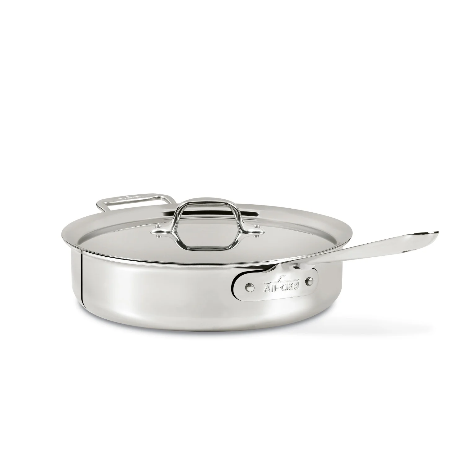 All-Clad D3 Stainless 3-ply Bonded Cookware, Saute Pan with lid, 4 quart