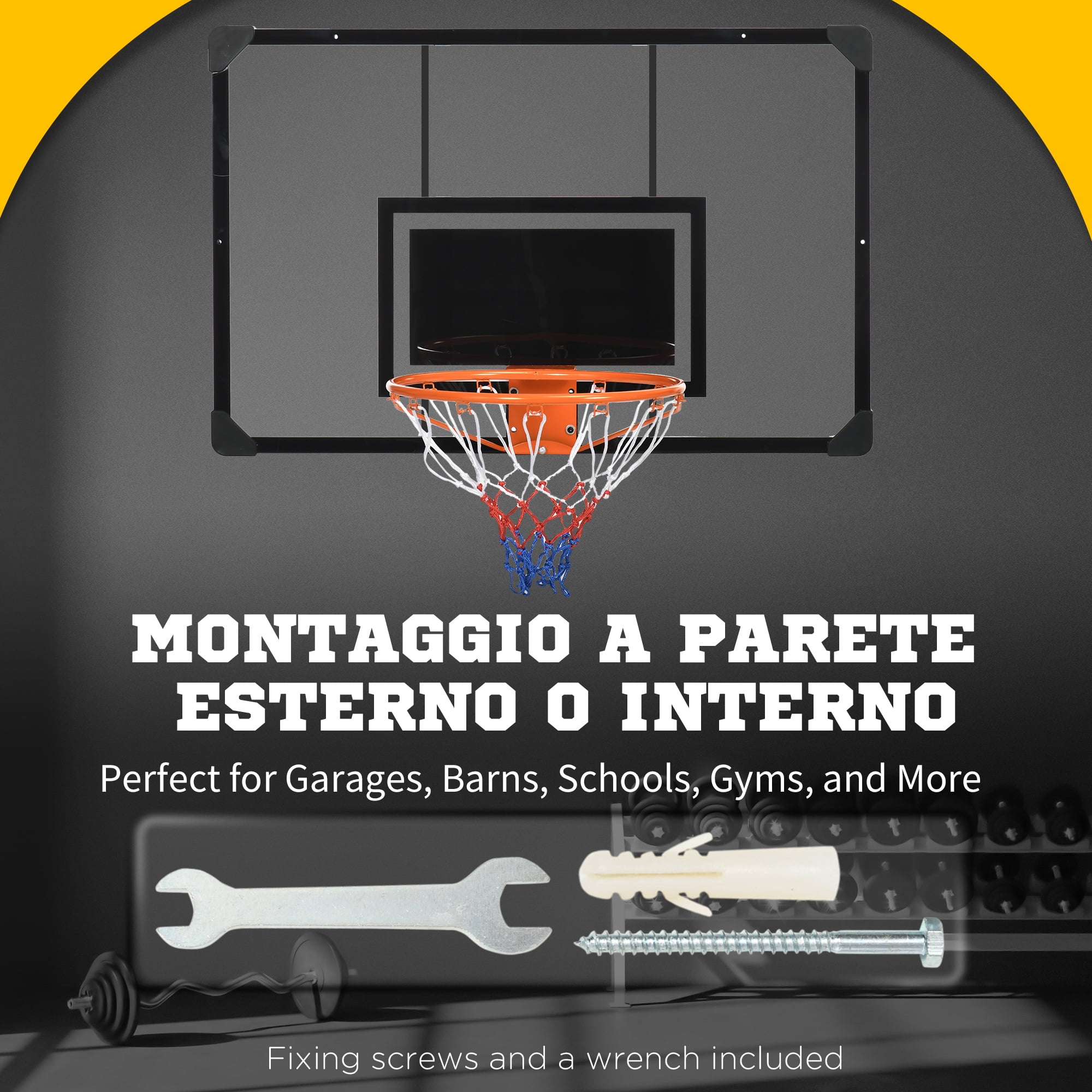 Soozier Wall Mounted Basketball Hoop with Shatter Proof Backboard