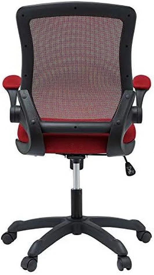 Veer Office Chair with Mesh Back and Vinyl Seat With Flip-Up Arms in Red