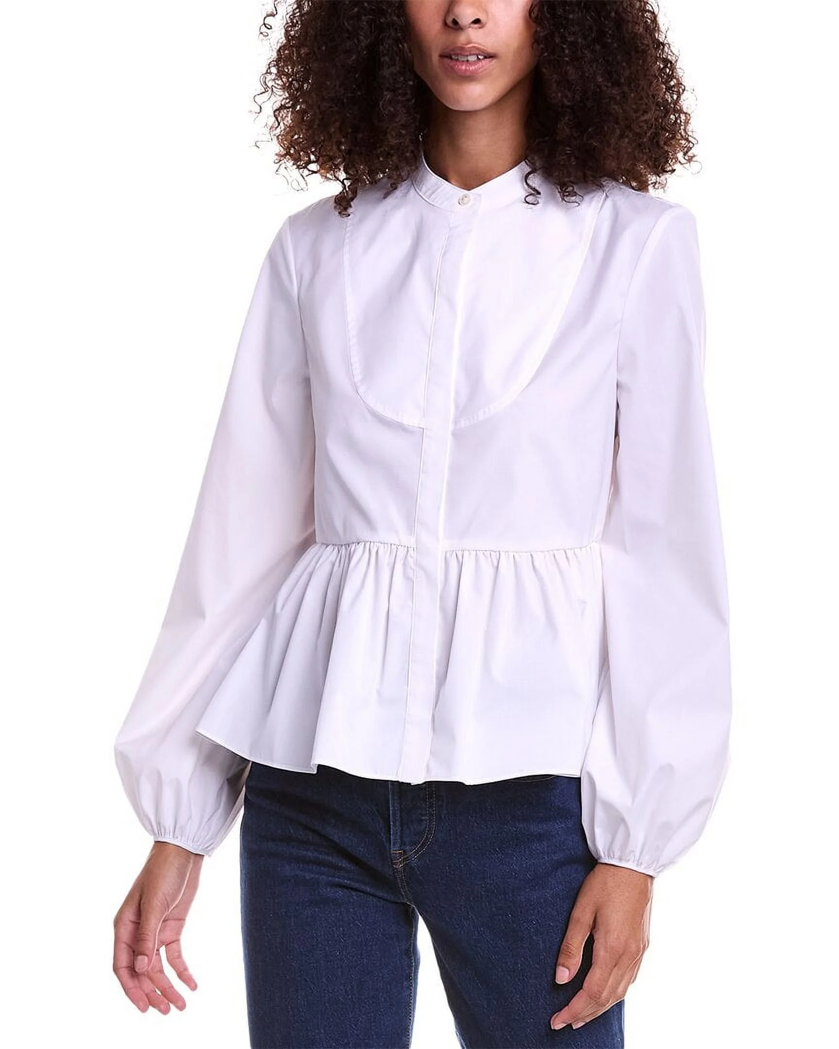 Jason Wu womens  Bib Blouse, 2, White