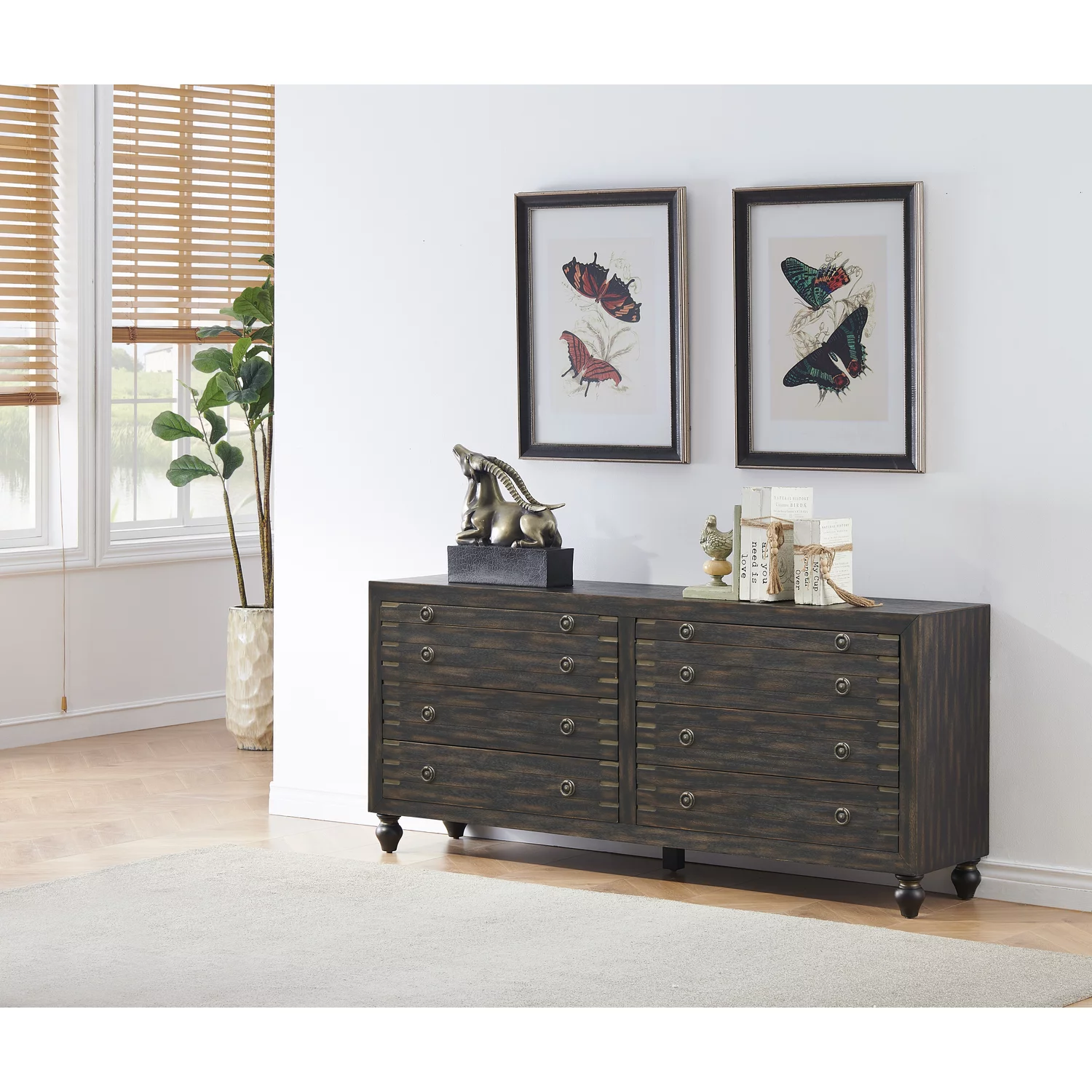 Coast to Coast Six Drawer Two Pullout Shelf Credenza