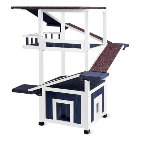 4 Tiers Cat House for Outdoor Cats, Outdoor Cat House Weatherproof 45.1