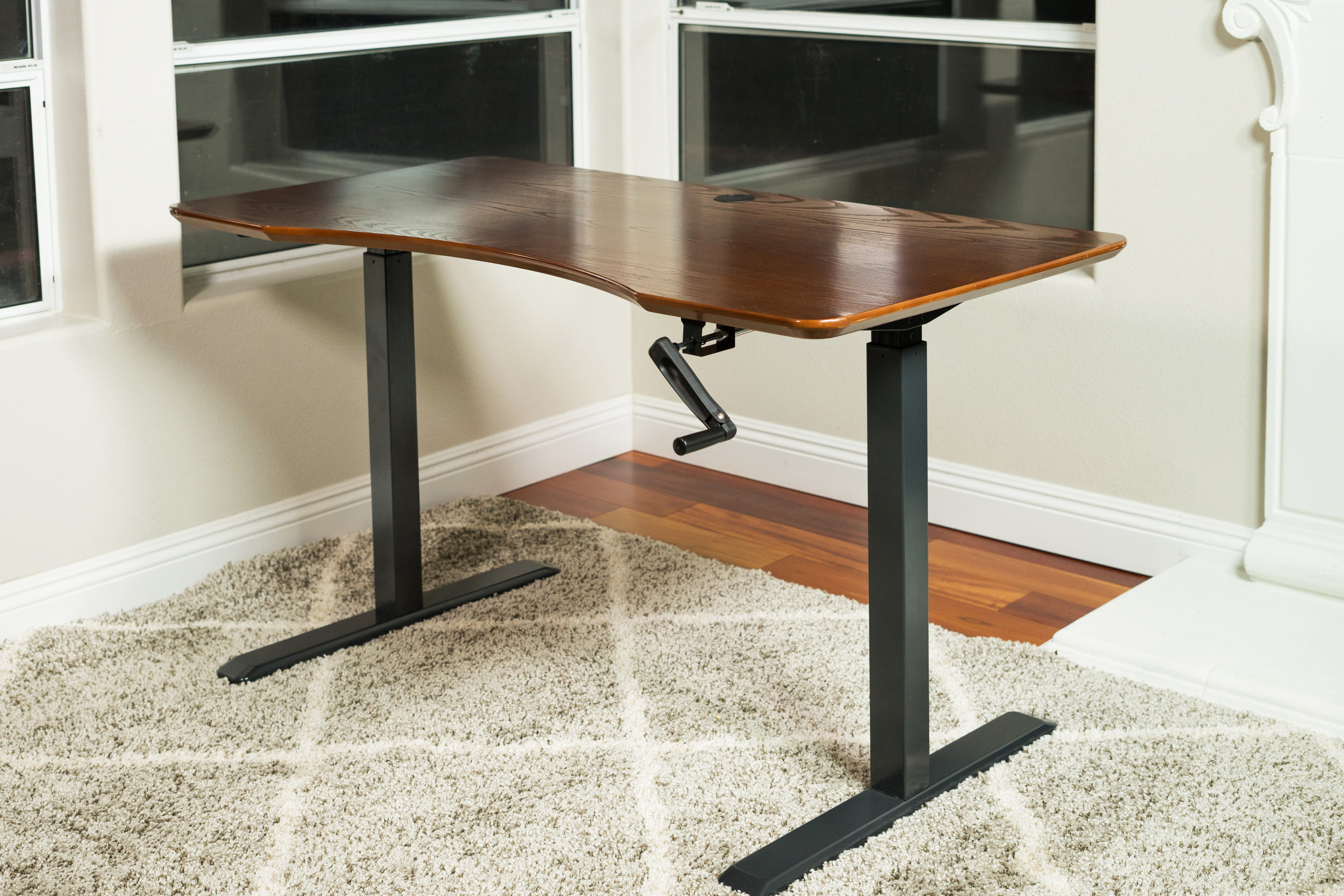 ErgoMax Black Height Adjustable Crank Desk Frame, Tabletop Not Included, 45 Inch Max Height