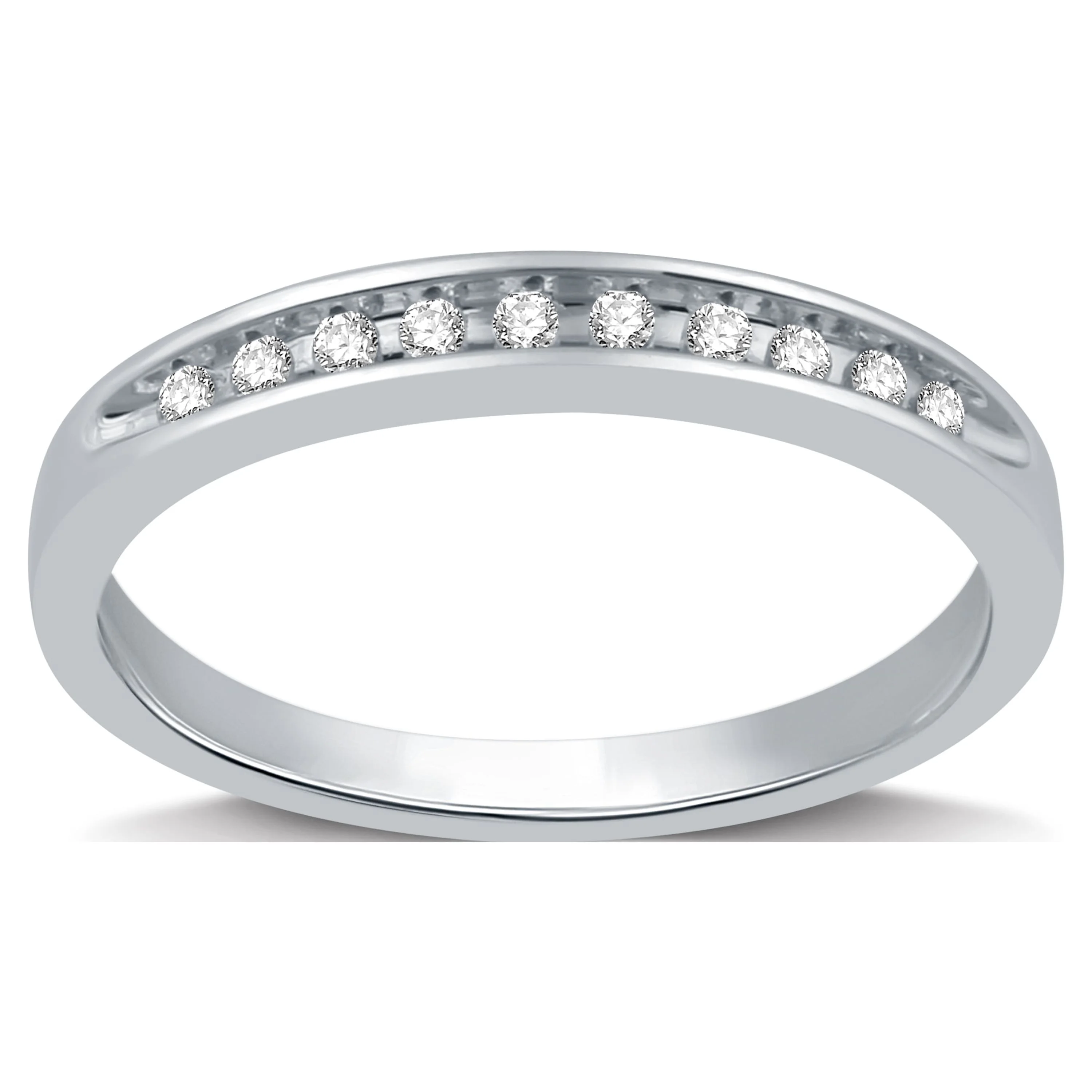 Forever Bride 1/10 Carat T.W. Round Diamond Anniversary,Wedding Channel Band in Sterling Silver