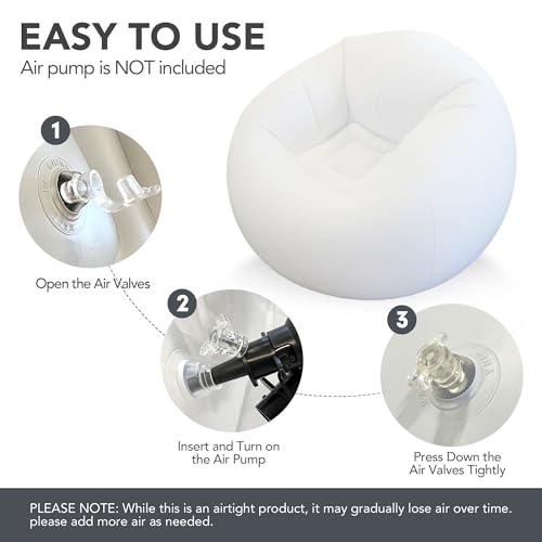 45x45x28 Inflatable Beanless Bean Bag Chair Lounge Sofa - Black