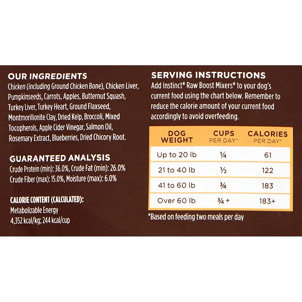 Instinct Freeze Dried Raw Boost Mixers Grain-Free Cage-Free Chicken Recipe All Natural Dog Food Topper by Nature's Variety, 6 oz. Bag