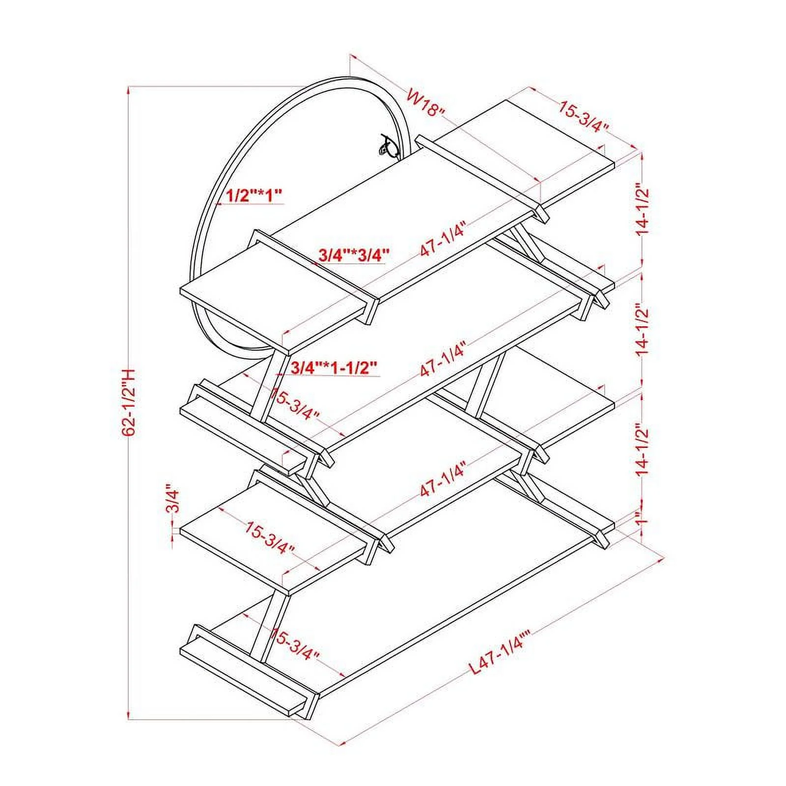 Furniture of America Burks Industrial Metal 4-Layer Bookcase in Matte Black
