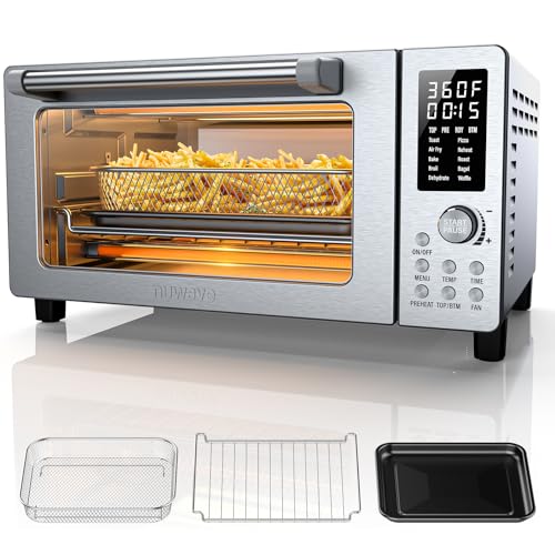 Nuwave Bravo Pro Smart 21QT Toaster Oven Air Fryer Combo, Convection Oven Countertop, 10 functions all in 1, with even & quick crisp technology, 50-450°F, 1800W, Mint Green