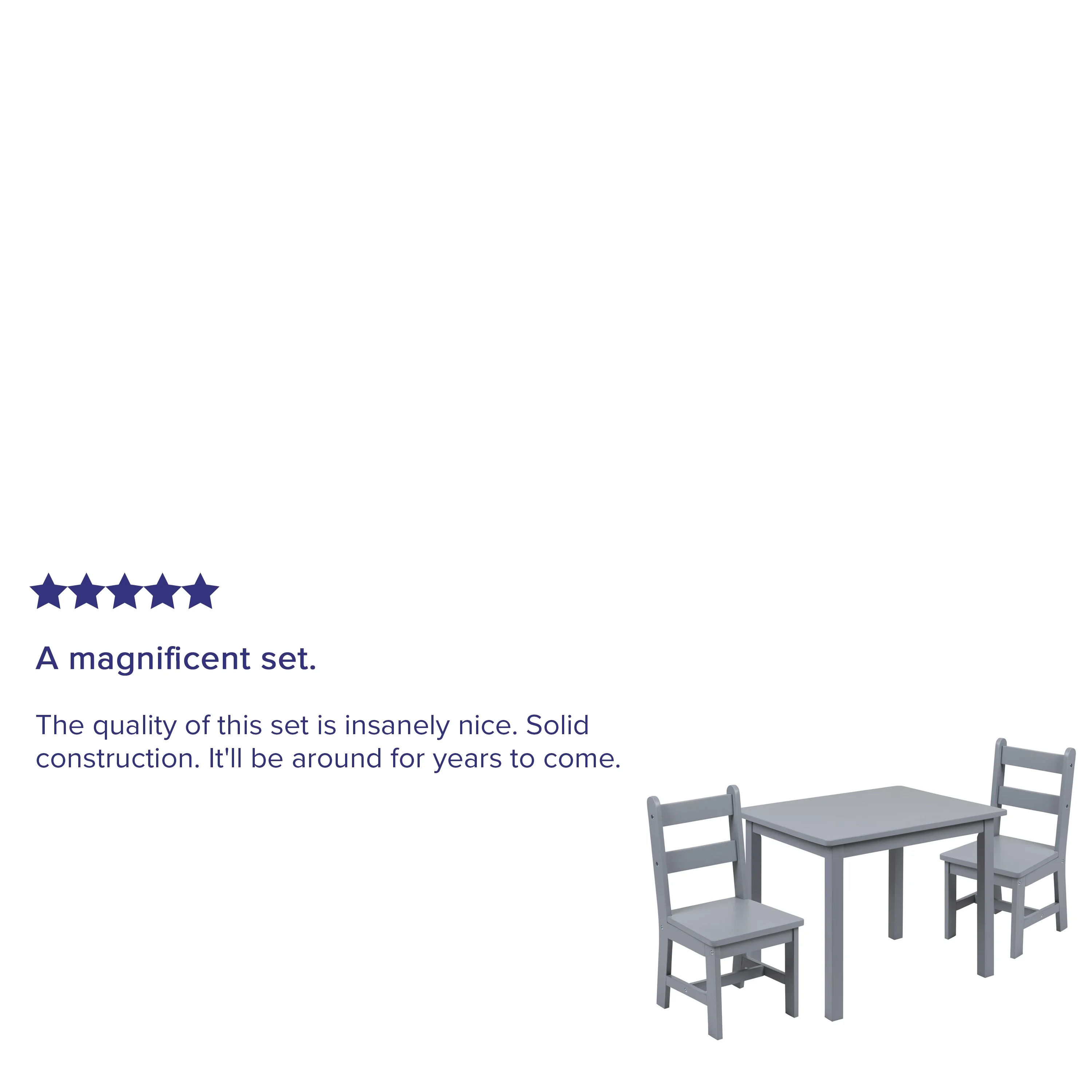 Flash Furniture Kyndl Kids 3 Hardwood Piece Table and Chair Set, Gray