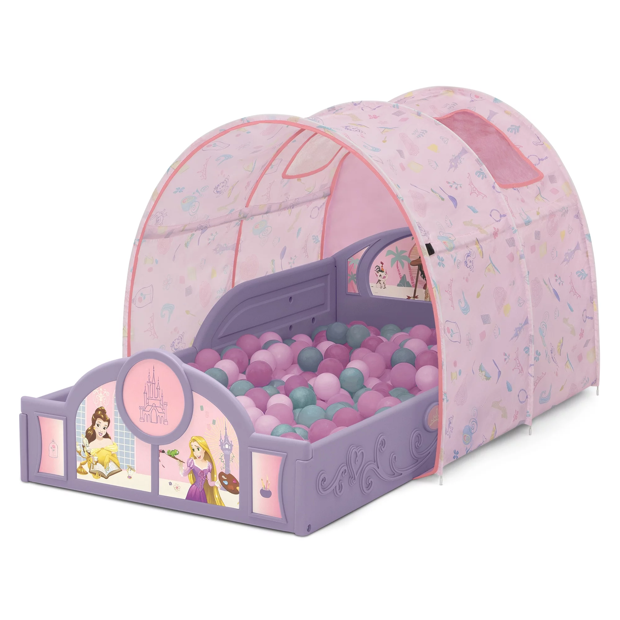 Disney Princess Sleep and Play Toddler Bed with Tent by Delta Children, Purple/Pink