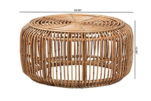 Baxton Studio Aliane Modern Bohemian Natural Brown Antique Rattan Coffee Table Brown/Rattan