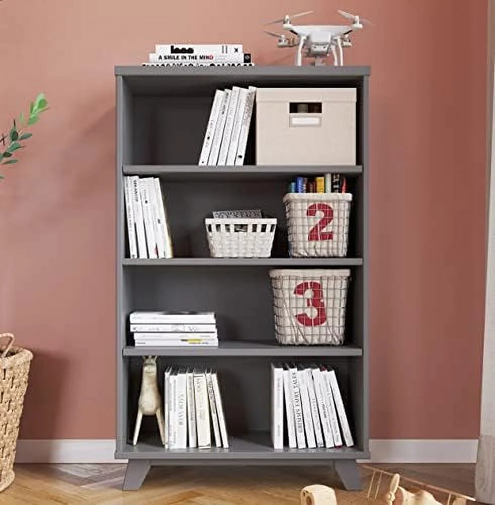 RUNFAYBIU SOHO 50\u201D 4  Bookcase for Nursery or Bedroom  Plenty of   Anti-Tip Kit Included to Prevent Tipping  Non-Toxic  Baby  Finish (Cool Gray)