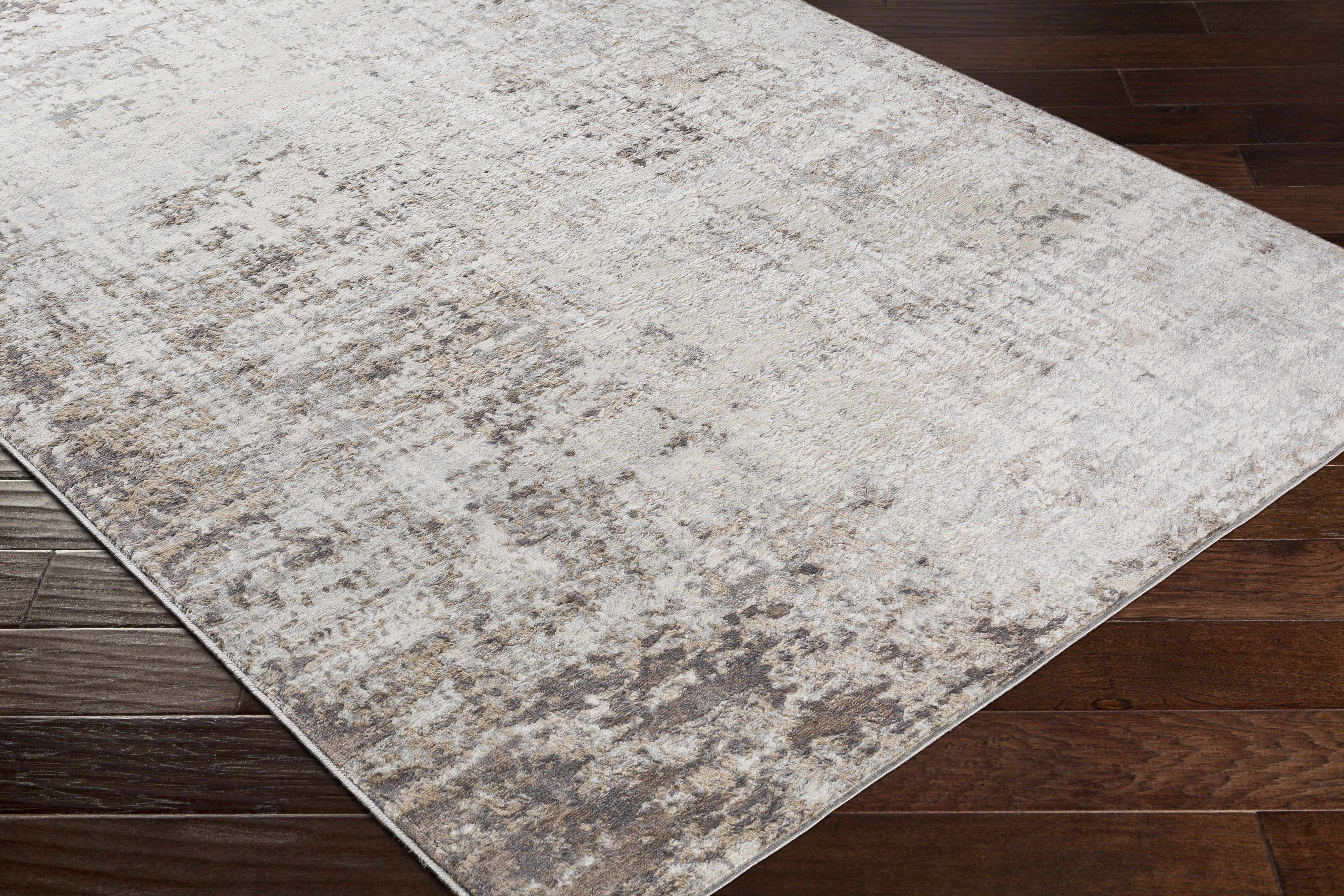 Hauteloom Gerona Neutral Abstract Living Room Bedroom Dining Room Runner Rug - Modern Distressed Bohemian Carpet - Beige, Cream, Brown, Gray - 2'7