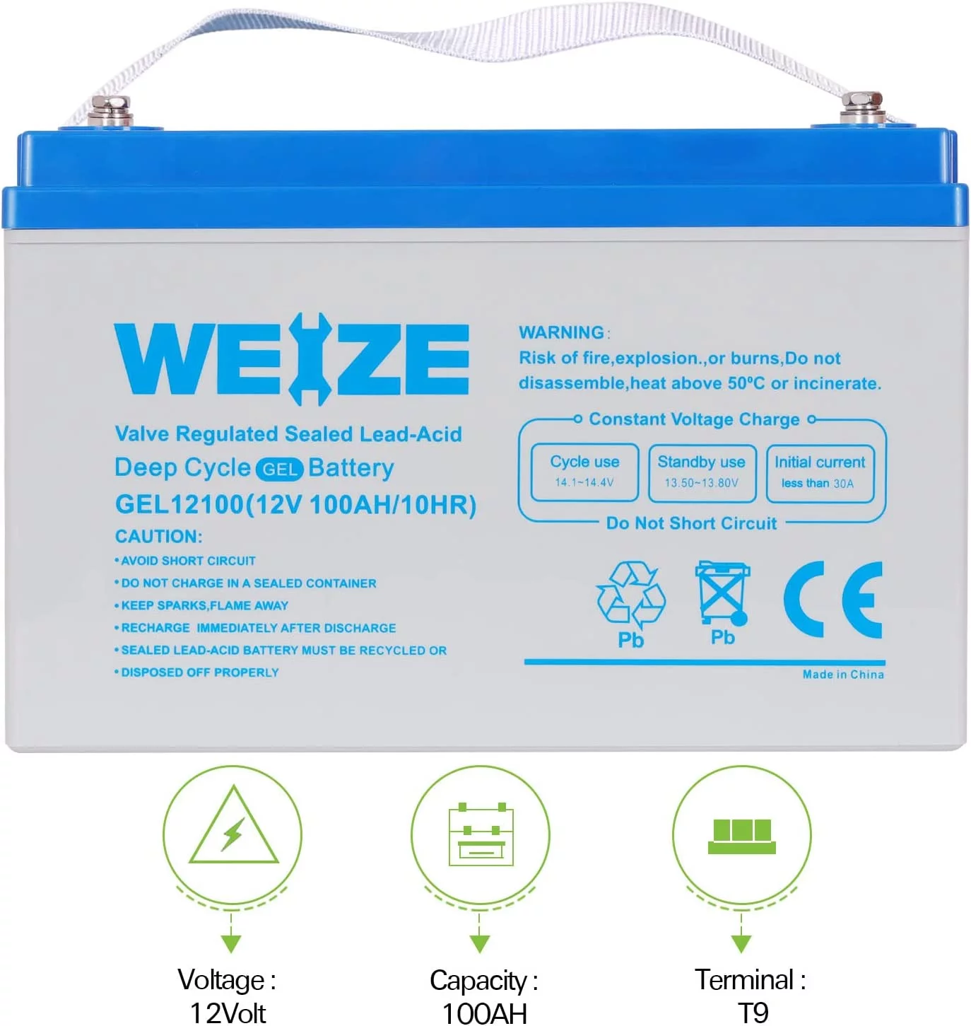 1Autodepot 12V 100AH Deep Cycle Rechargeable Gel Battery