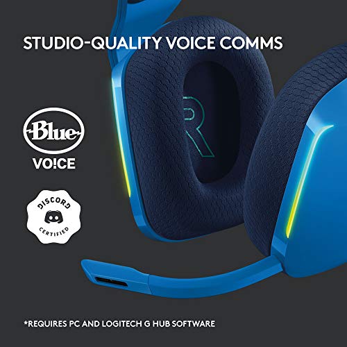 Logitech G733 Lightspeed Wireless Gaming Headset, Suspension Headband, Lightsync RGB, Blue VO!CE Mic, PRO-G Audio – Black, Gaming Headset Wireless, PC, PS5, PS4, Switch Compatible