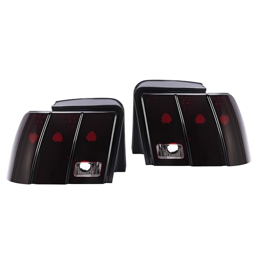 KUAFU Pair Tail Lights Compatible with 1999-2004 Ford Mustang Replacement for 3R3Z13404AA 3R3Z13405AA FO2818109 FO2819109 Rear Brake Lamps Red Smoke Lens Left & Right