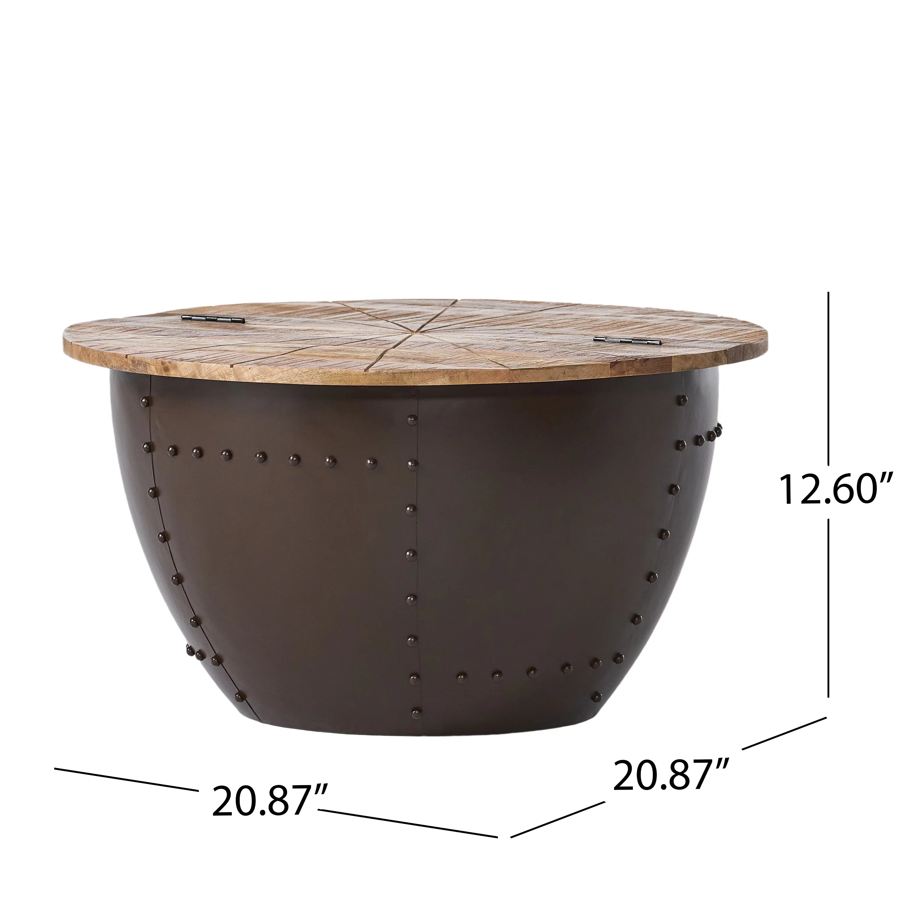 Kim Handcrafted Boho Mango Wood and Iron Accent Table, Natural and Black