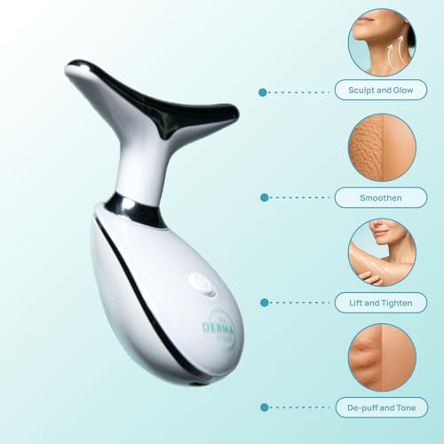 MyoGlow by MDD | Neck, Face, Arms, and Legs Skin Tightening and Lifting Lymphatic Drainage Massager Tool | Uses LED Light, Sonic Vibration, Thermal Activation