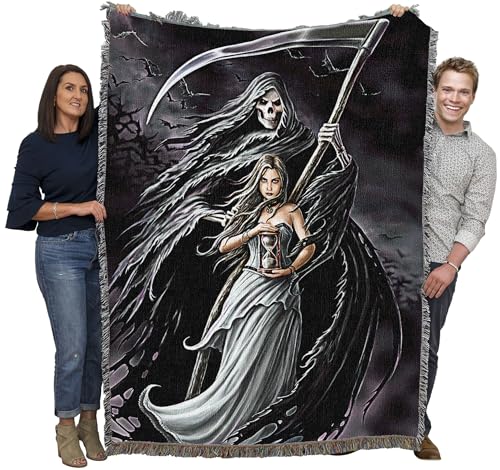 Pure Country Weavers Summon The Reaper Woven Blanket by Anne Stokes - Fantasy Gift Cotton Tapestry Throw - Made in The USA - 72