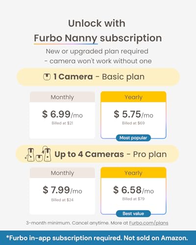 Furbo 360° Cat Camera - Unlock Camera & Smart Features w/Paid Plan: Home Security & Pet Safety Alerts, Rotating Treat Dispenser w/Speaker, Smart Cam w/Phone App (Subscription Required, 3mo Minimum)