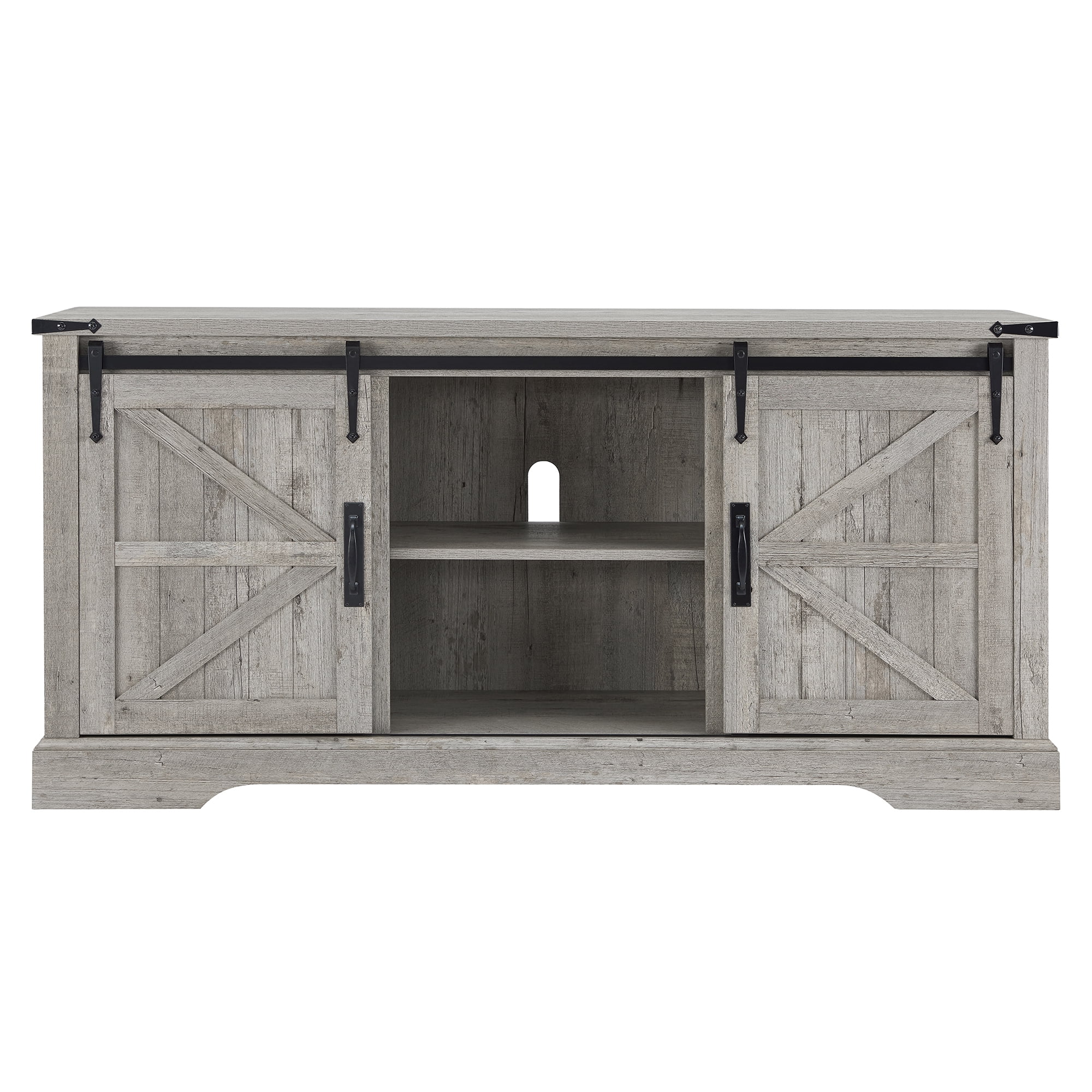 OKD TV Stand for 65 inch TV, Wood Rustic Media Console Cabinet with Adjustable Shelf for Living Room, Light Rustic Oak