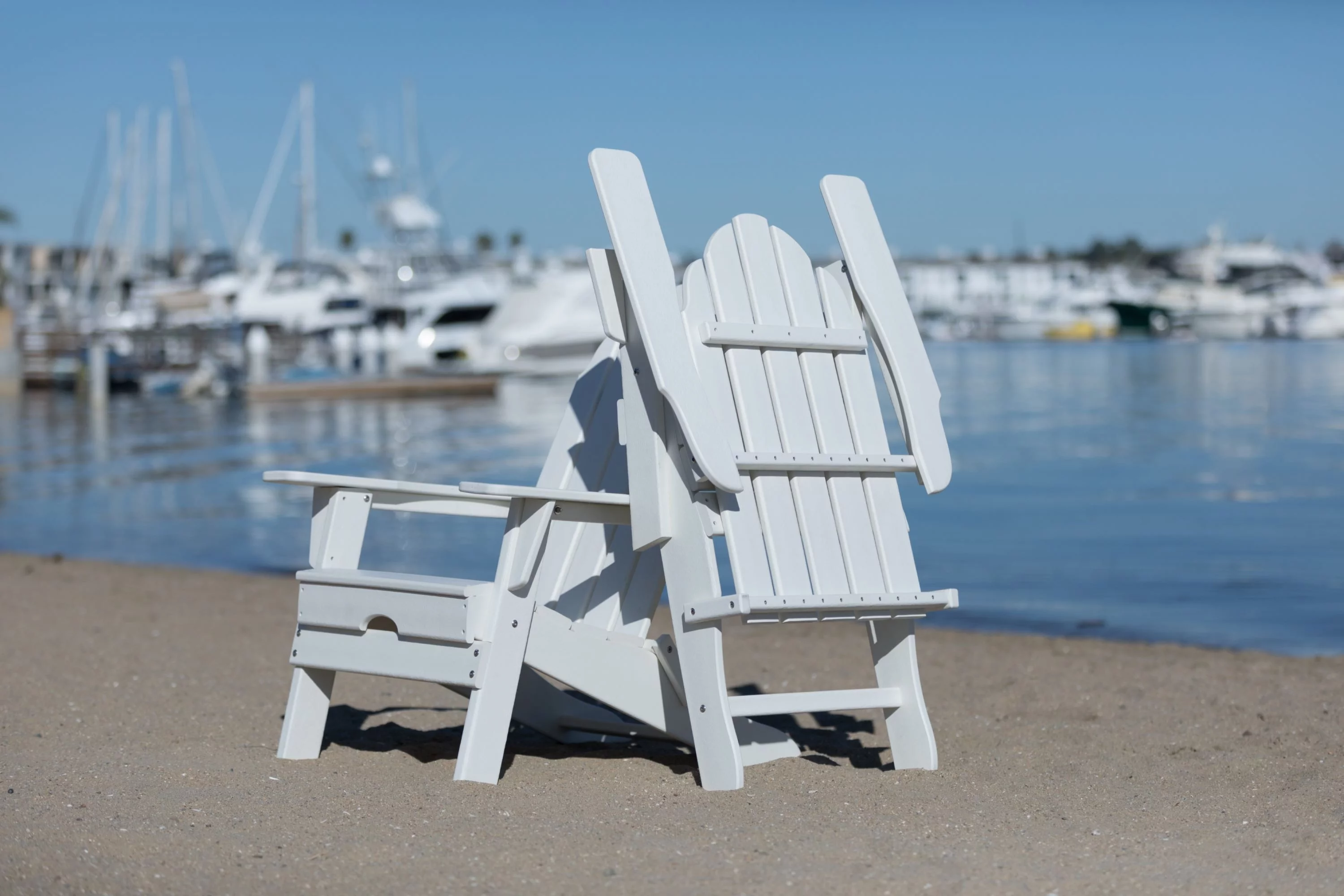 Balboa White Folding Adirondack Chair and Table Set