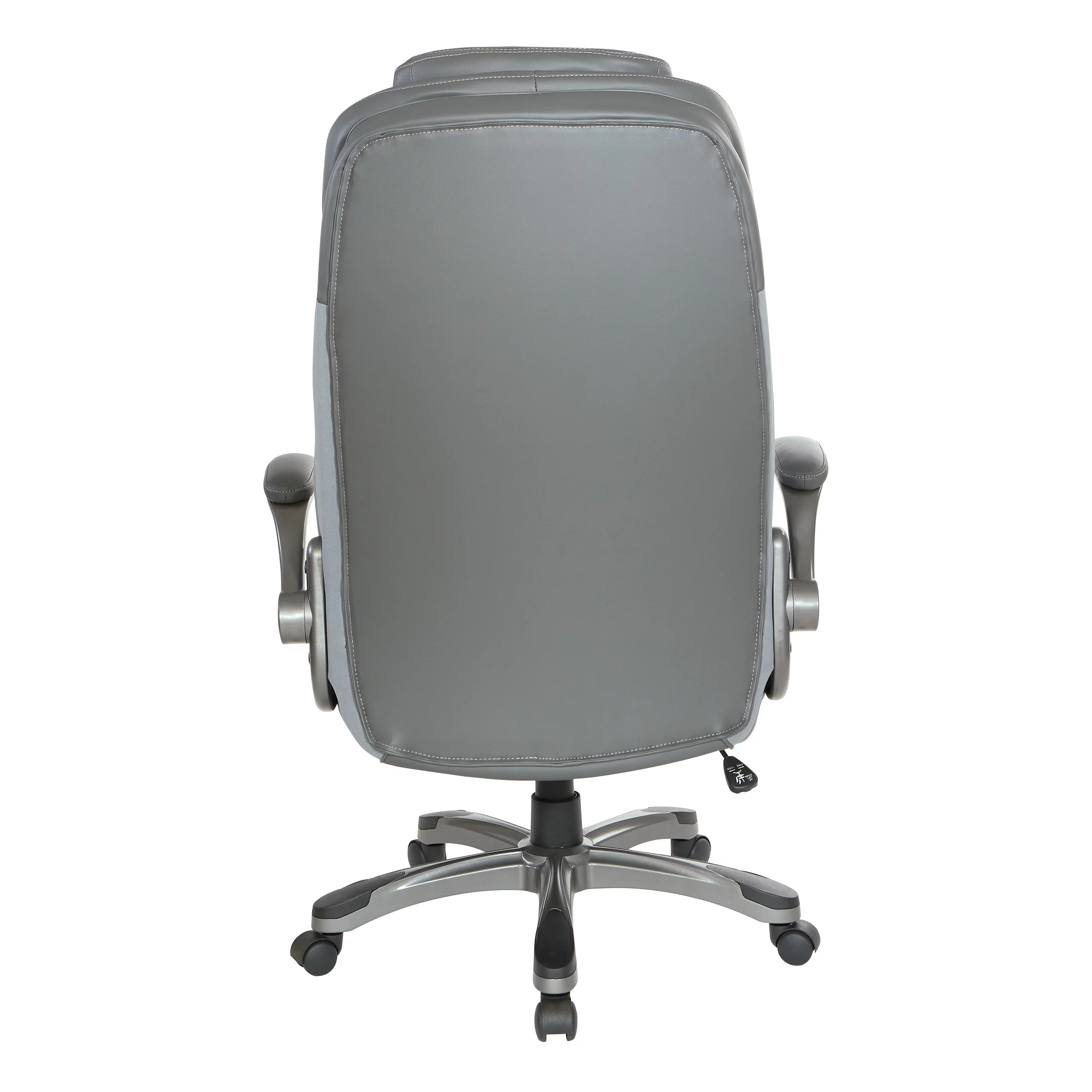 Office Star Products Executive High Back Chair with Grey Bonded Leather and Flip Arms