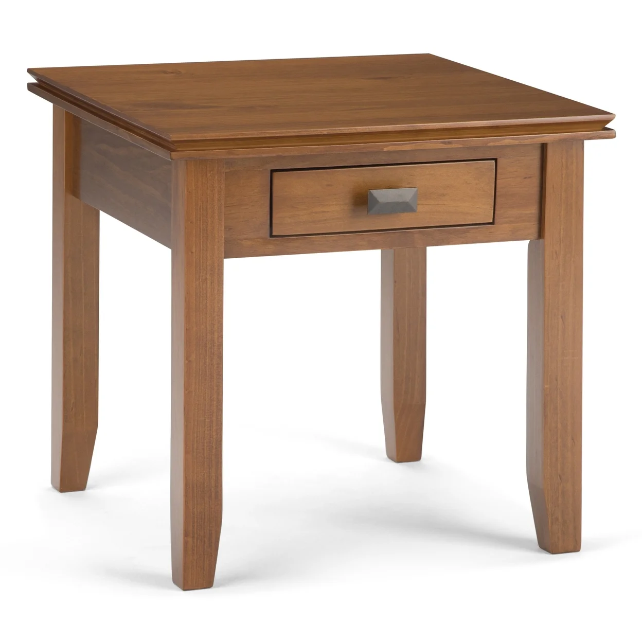 Simpli Home Artisan Solid Wood 21 in. Wide Square Transitional End Side Table in Russet Brown