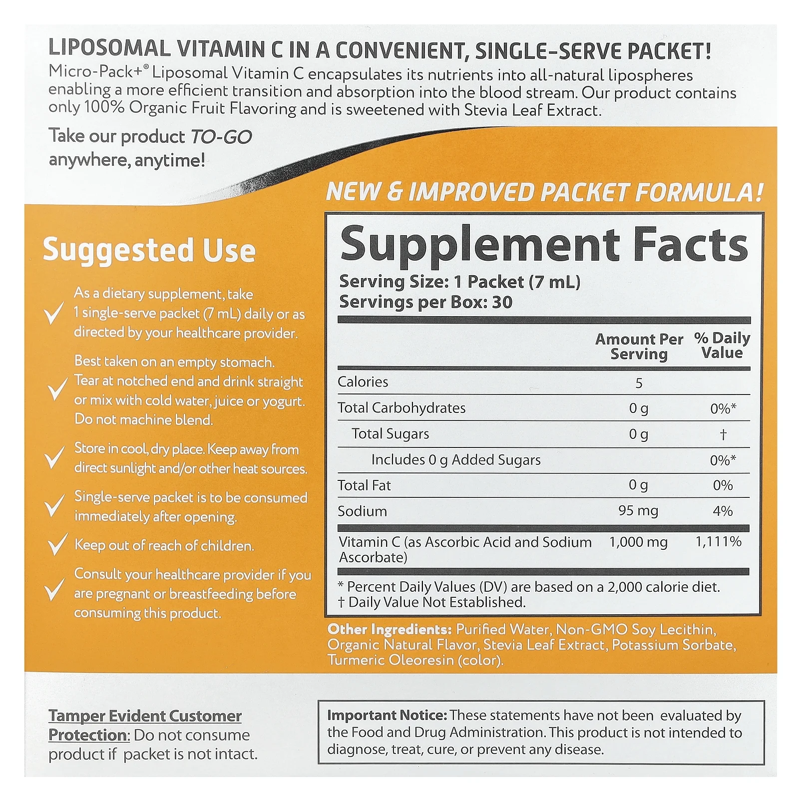 Vida Lifescience - Aurora Nutrascience Micro-Pack+ Vitamin C 1000 mg. - 30 Packet(s)