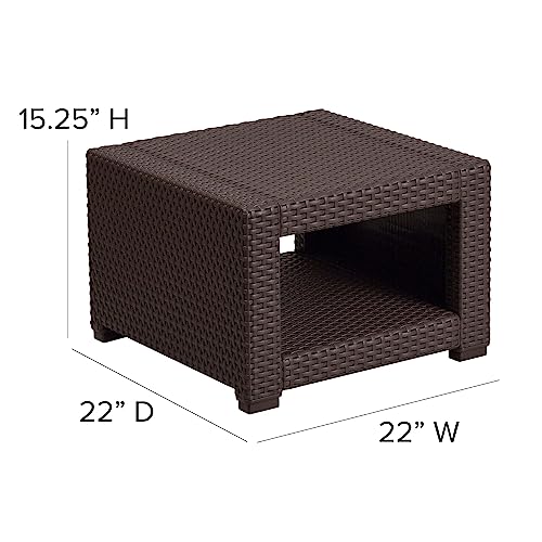 Flash Furniture Seneca Chocolate Brown Faux Rattan Coffee Table