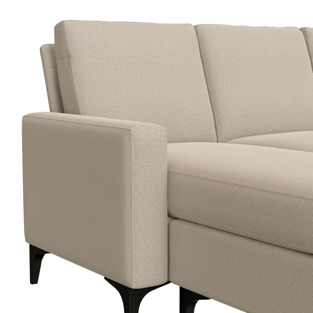 Hillsdale Matthew Fabric Upholstered Reversible Chaise Sectional Oatmeal Beige