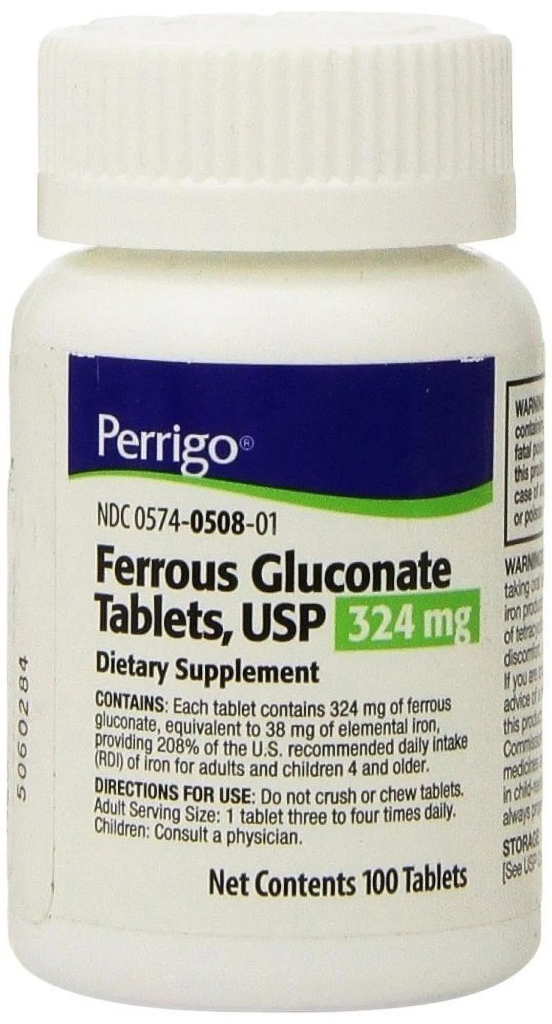 Perrigo Ferrous Gluconate Tablets 324 mg 100 ea (Pack of 3)