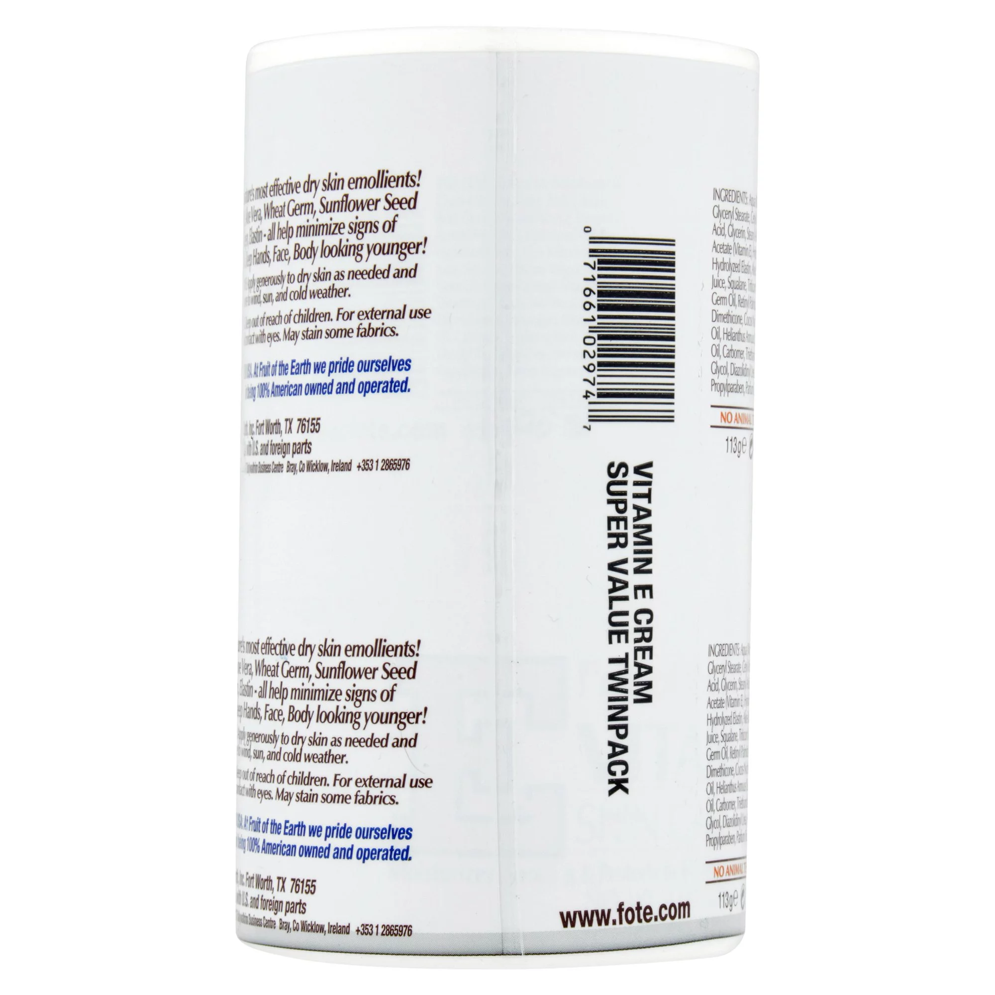 Fruit of The Earth Vitamin-E Skin Care Cream W/ Moisture Based, 4 oz, 6 Pack