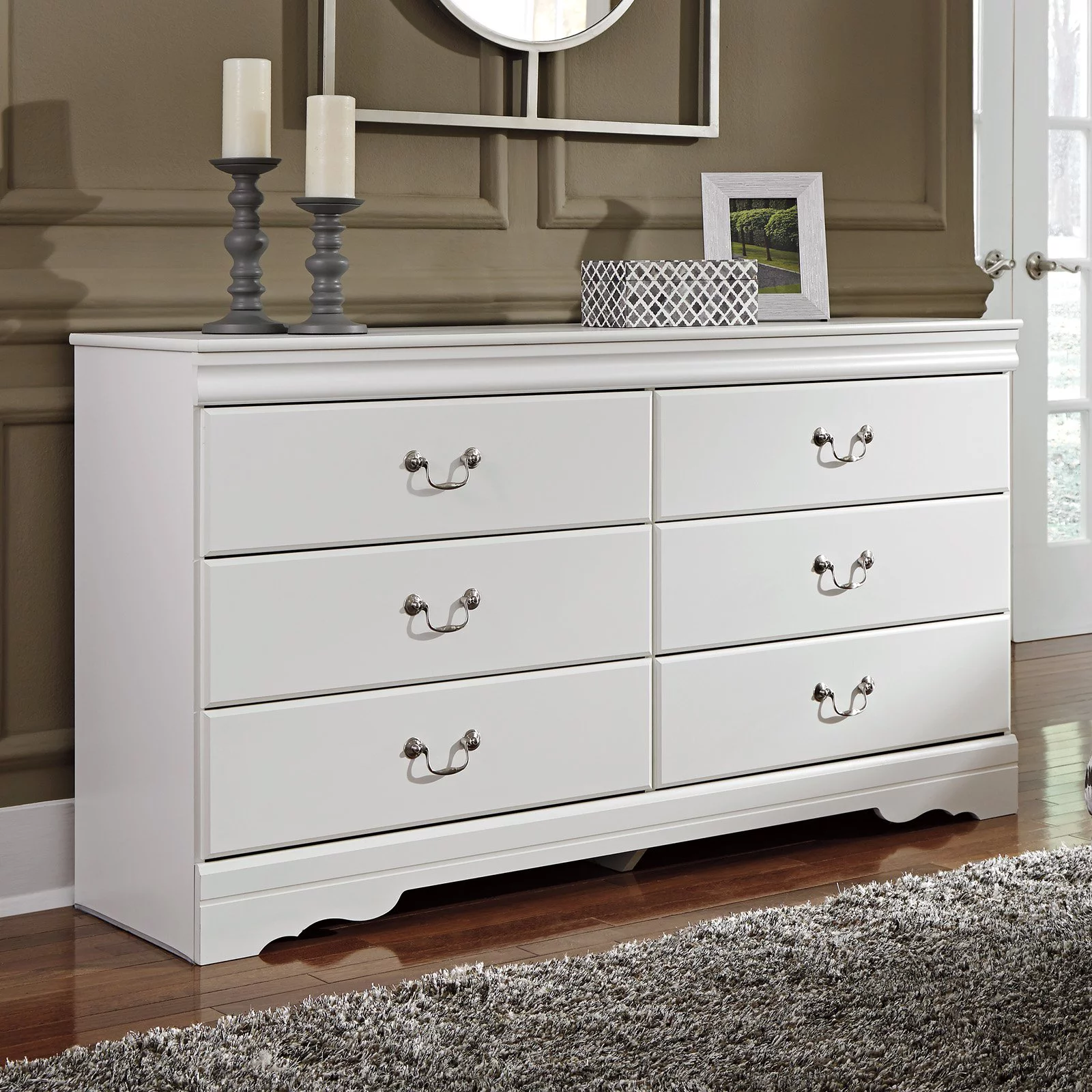 Ashley Furniture Anarasia 6 Drawer Double Dresser in White